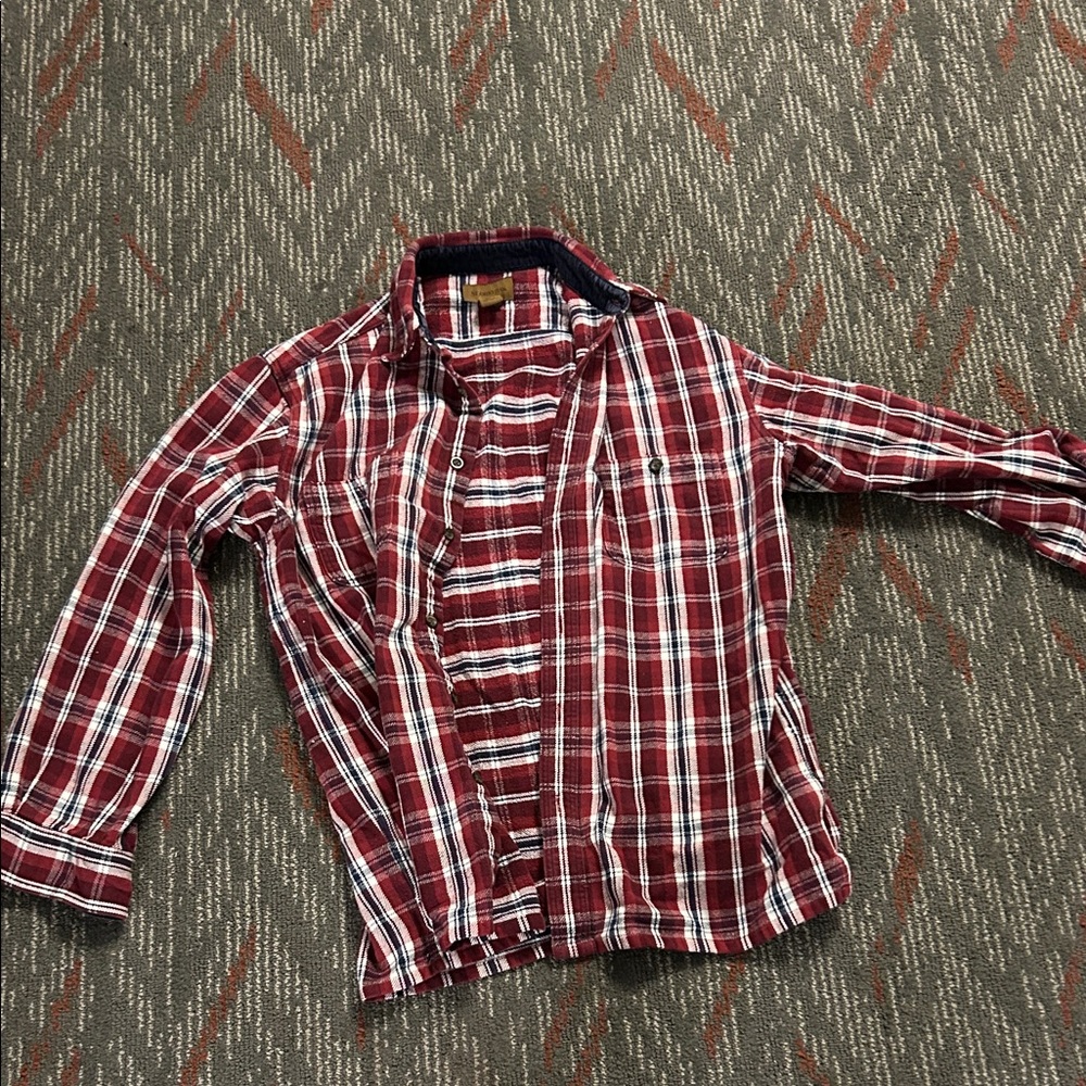 Classic Red Plaid Men's Casual Button Down Shirt